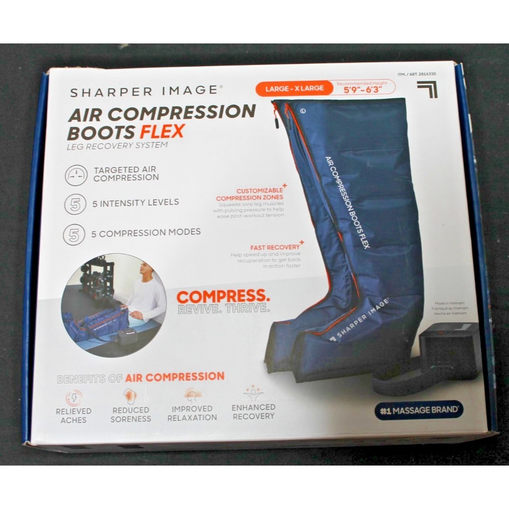 Sharper Image Air Compression Boots Flex Leg Recovery System L/XL New Open Box